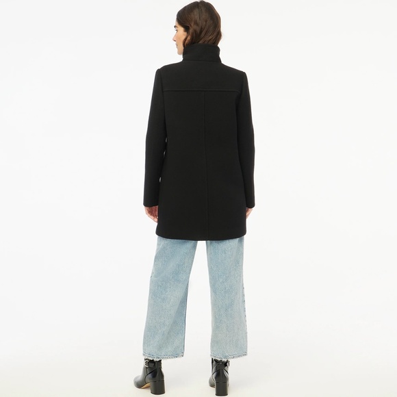 New JCREW Size 0 P 0P Petite Button-Neck City Coat in Black BU264 - Picture 3 of 5
